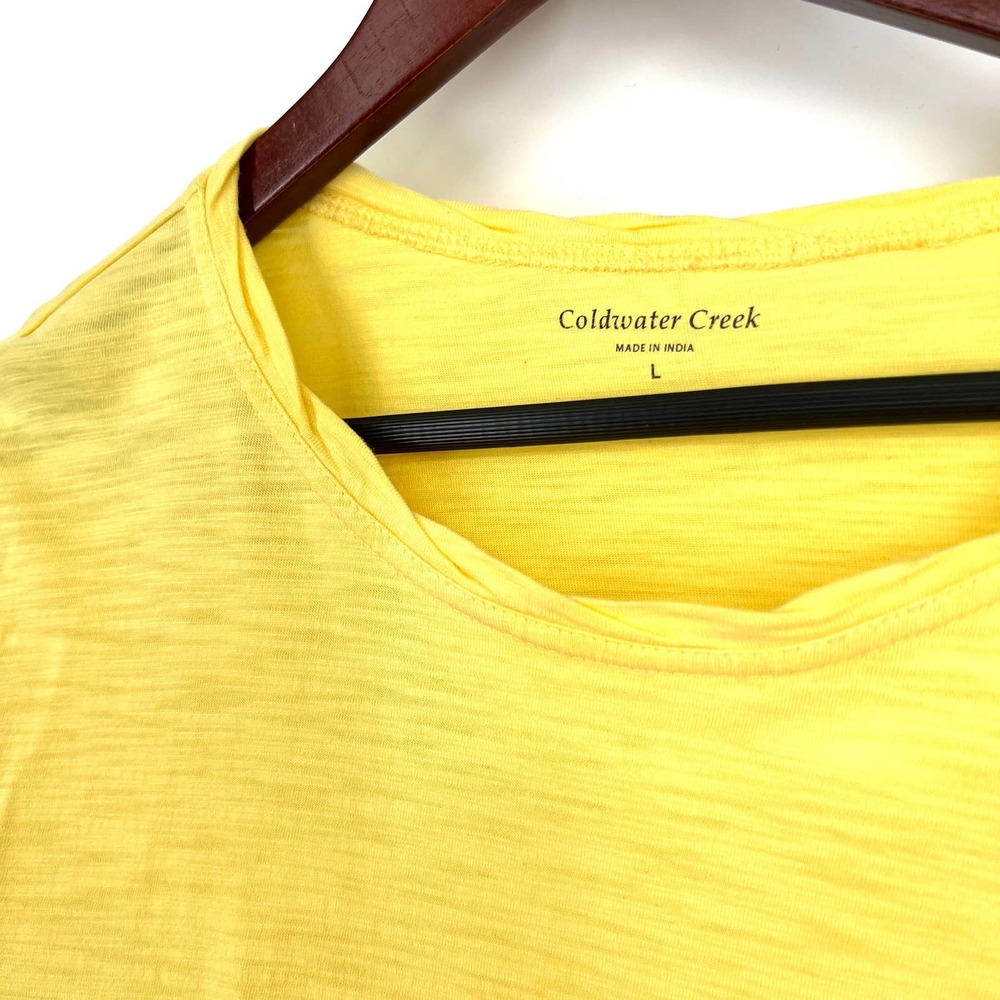 Coldwater Creek MODAL Womens Size L Large Yellow Long Sleeve Blouse Shirt Top - Picture 3 of 5